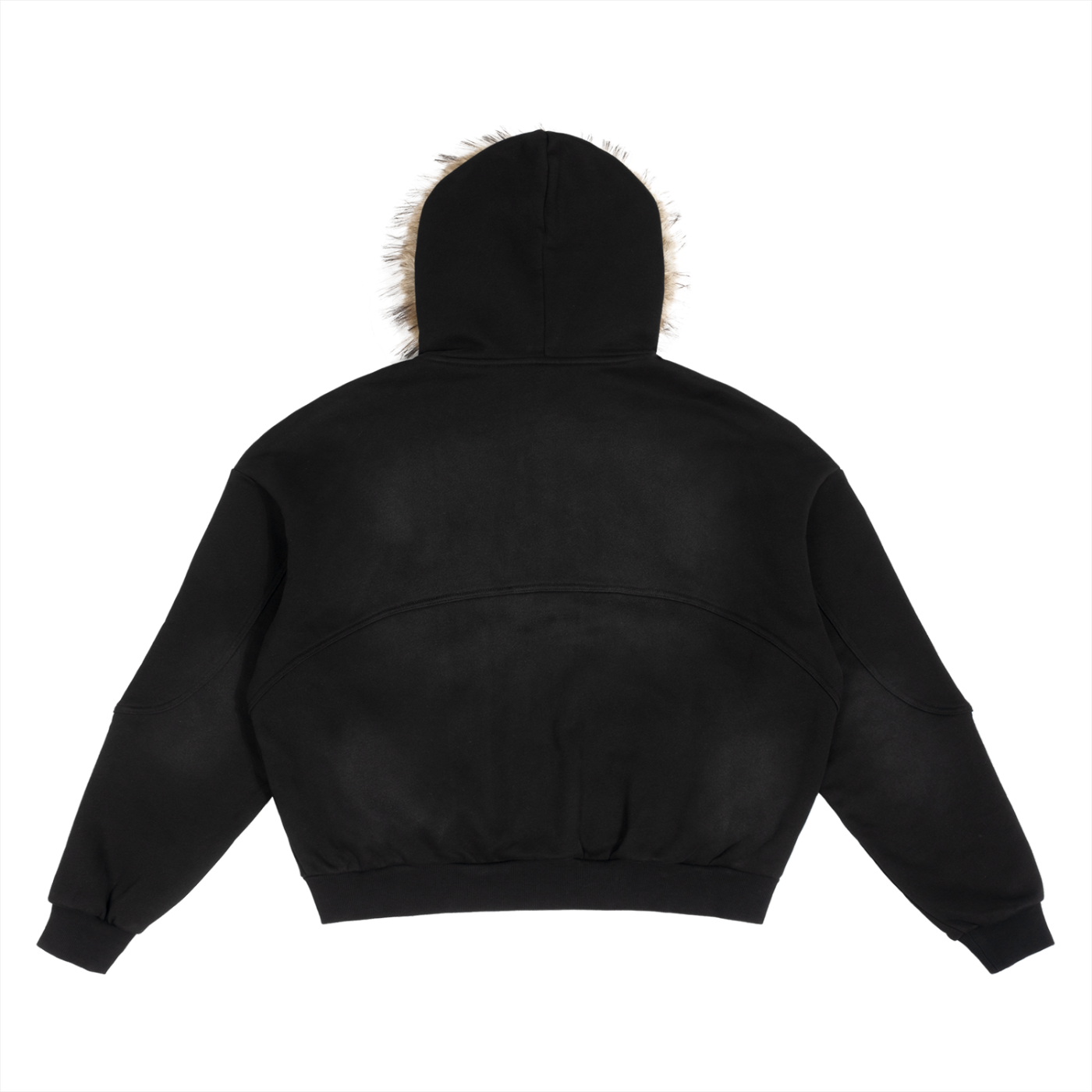 Sun Fade Boxy Detachable Faux Fur Hoodie