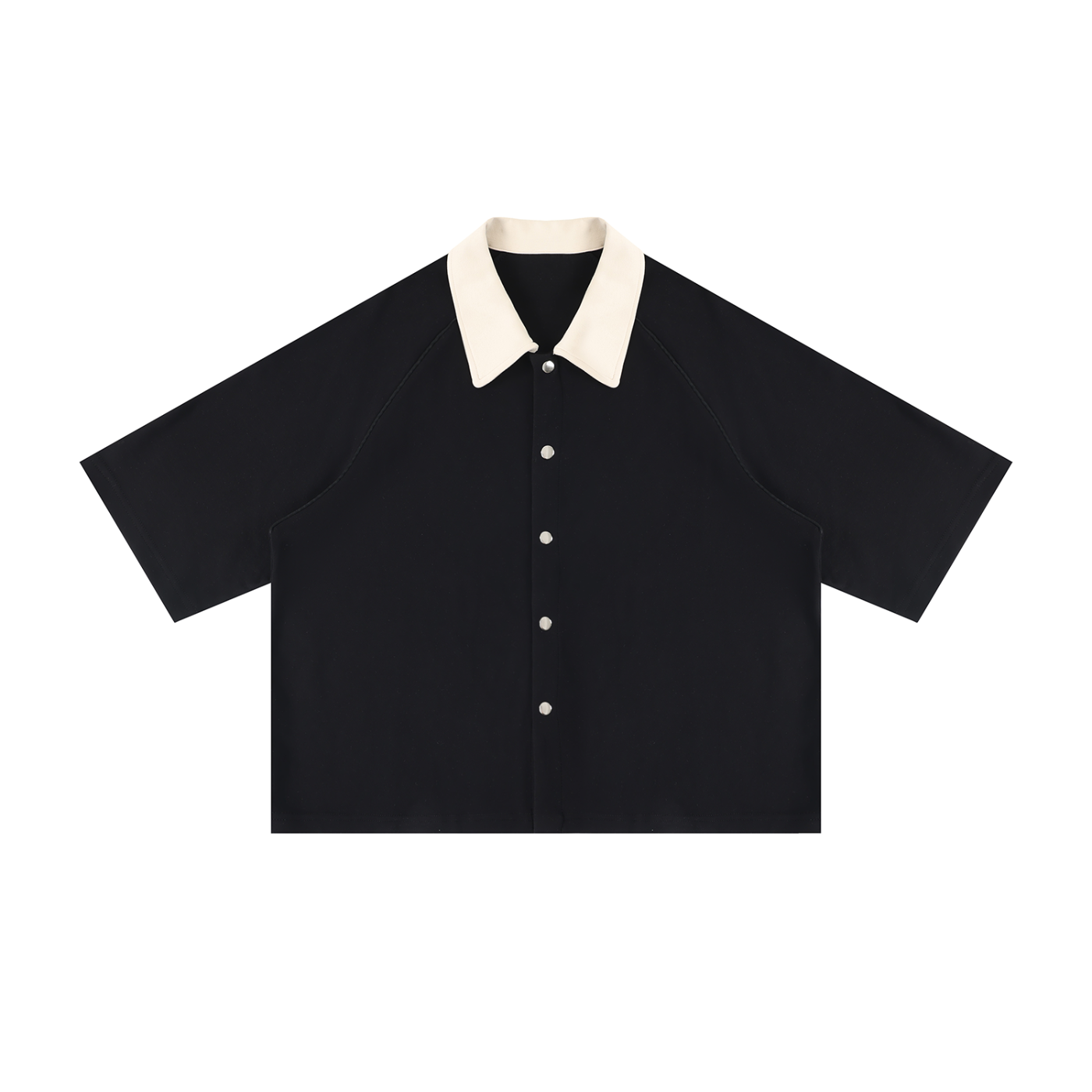 Collard Boxy Short Sleeve Button Up Shirt