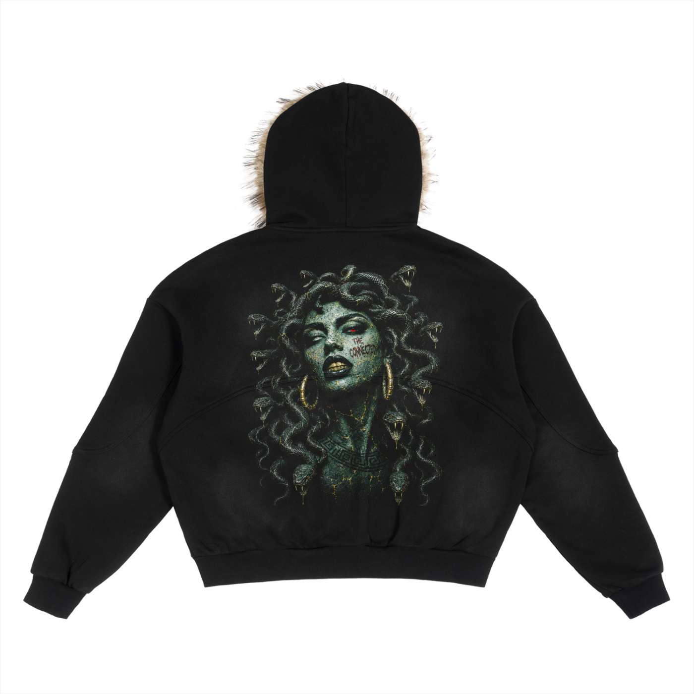 Medusa Sun Fade Boxy Detachable Fur Hoodie
