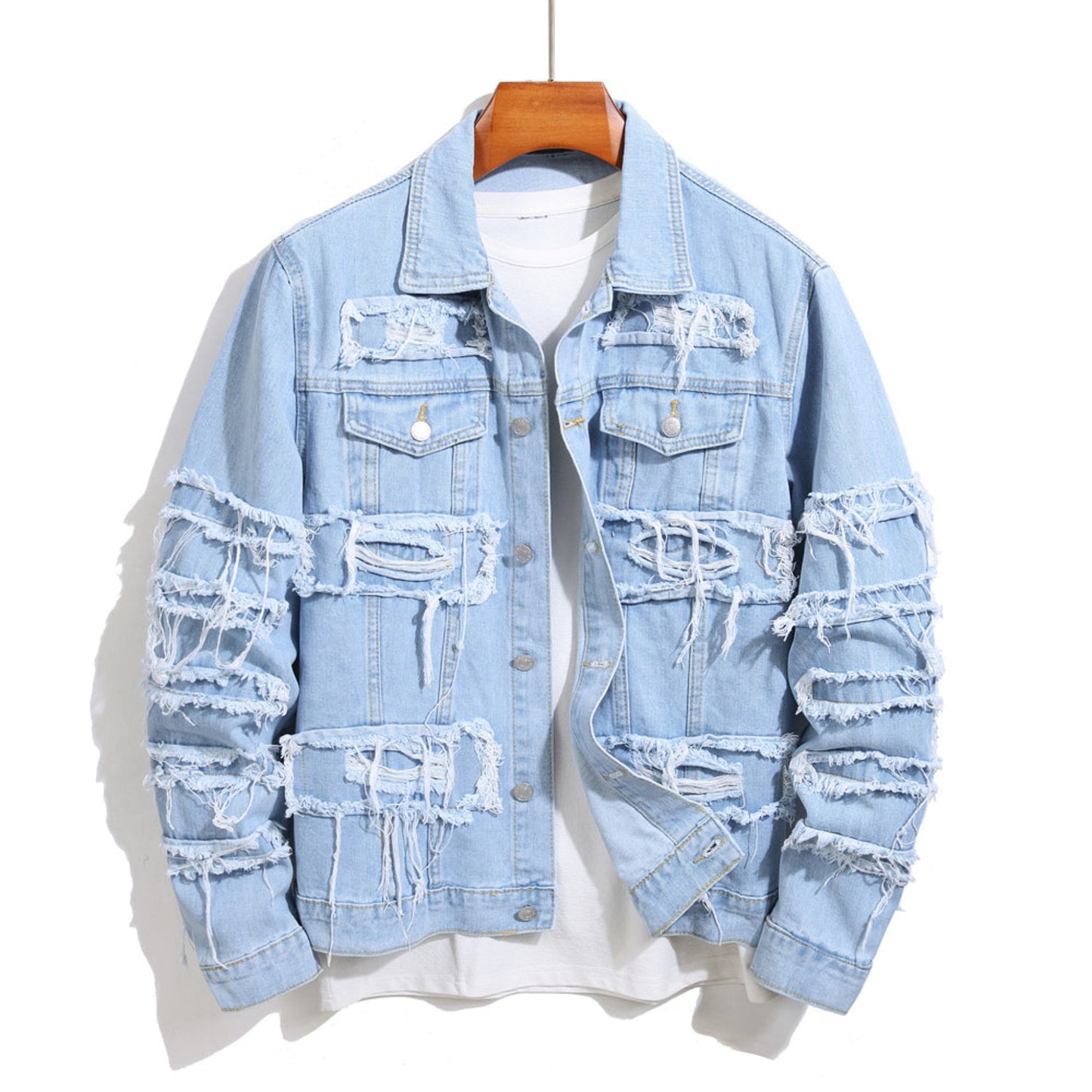 Distressed Denim Fashion Jacket