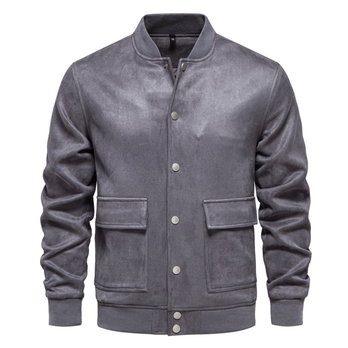 Polyester Crewneck Bomber Button Up Jacket
