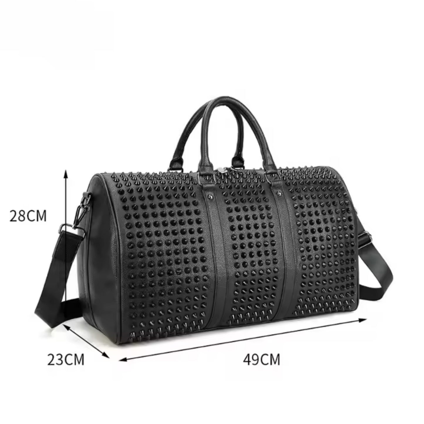 Midnight Lux Duffle Bag- Lightweight Travel Utility Bag With Studded Design