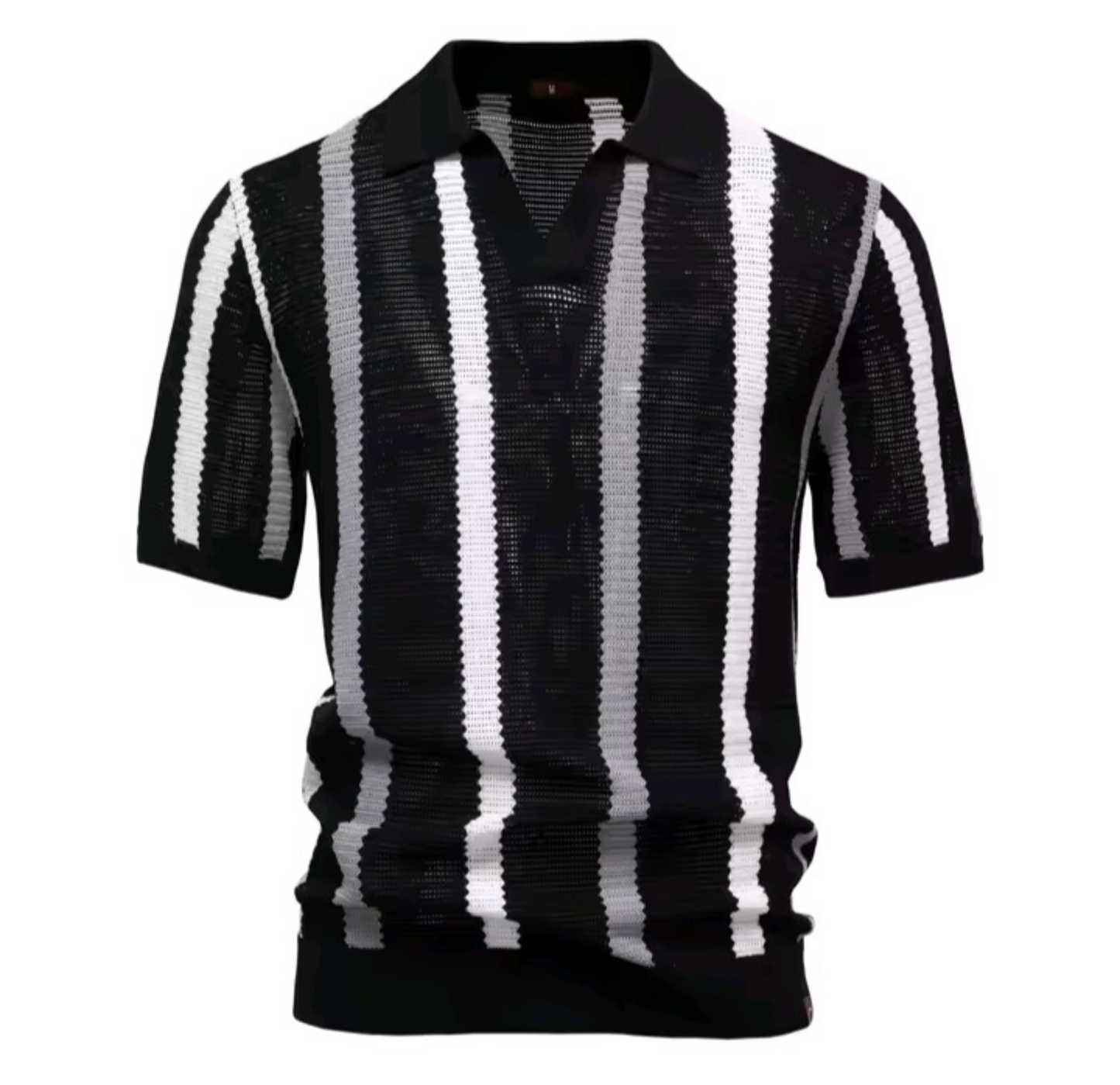 Ribbed Knit Polo Shirt