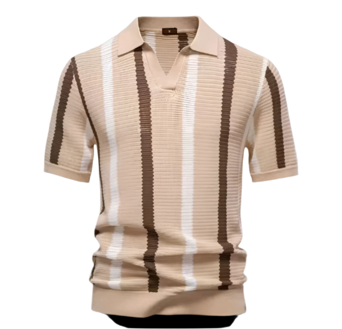 Ribbed Knit Polo Shirt