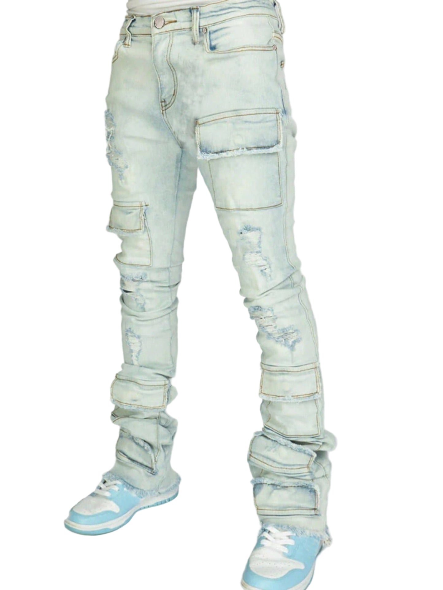 Stacked Denim Cargo Jeans