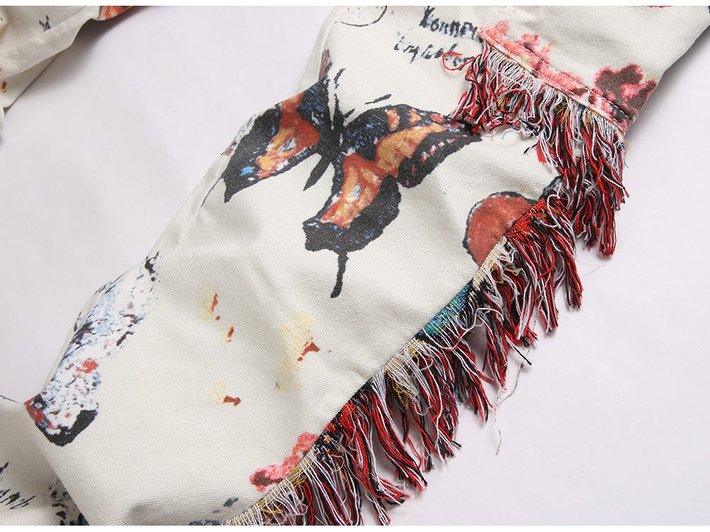 Butterfly Paris Mens Denim Cargos- Light Weight Cotton Casual Denim Jeans With Embroidery