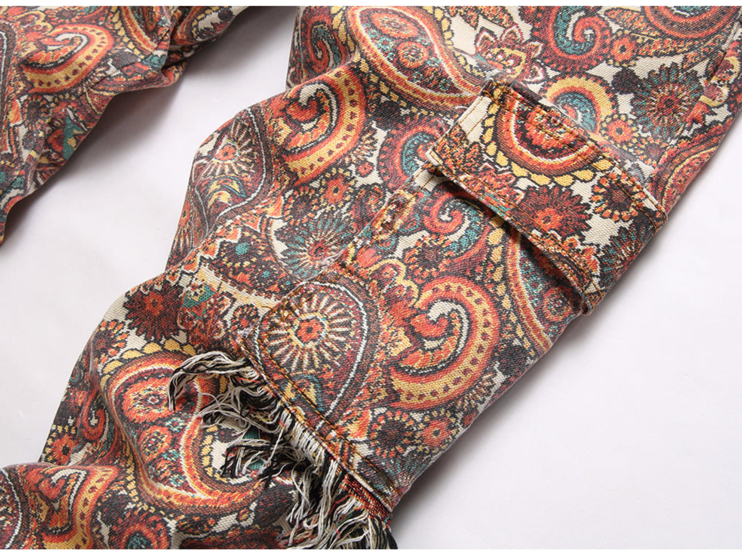 Lux Paisley Denim Cargos