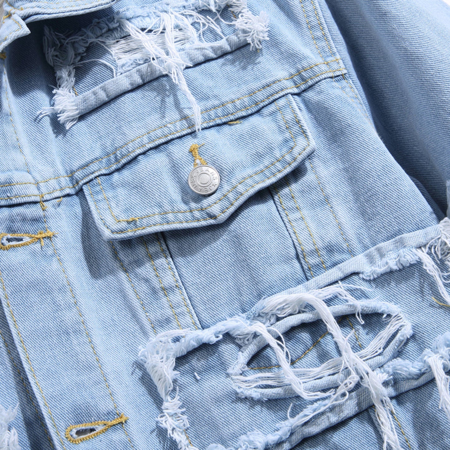 Distressed Denim Fashion Jacket