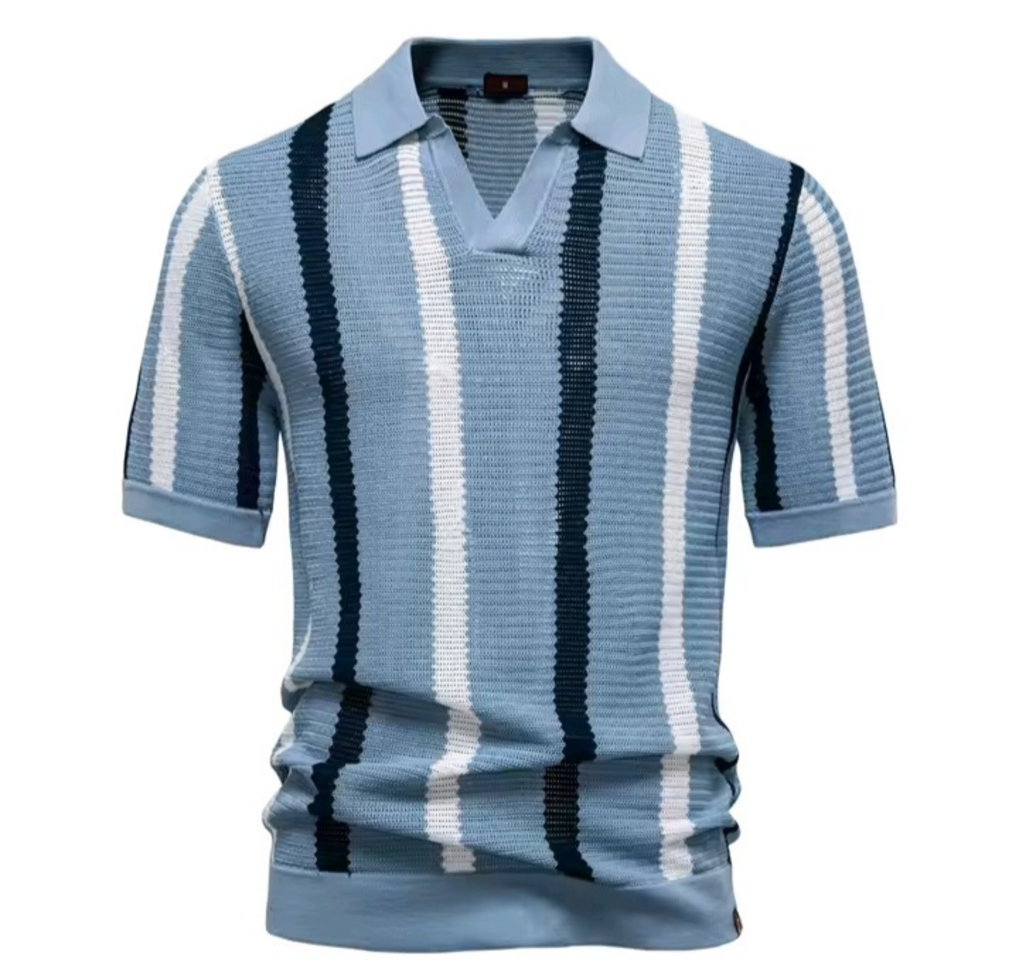 Ribbed Knit Polo Shirt