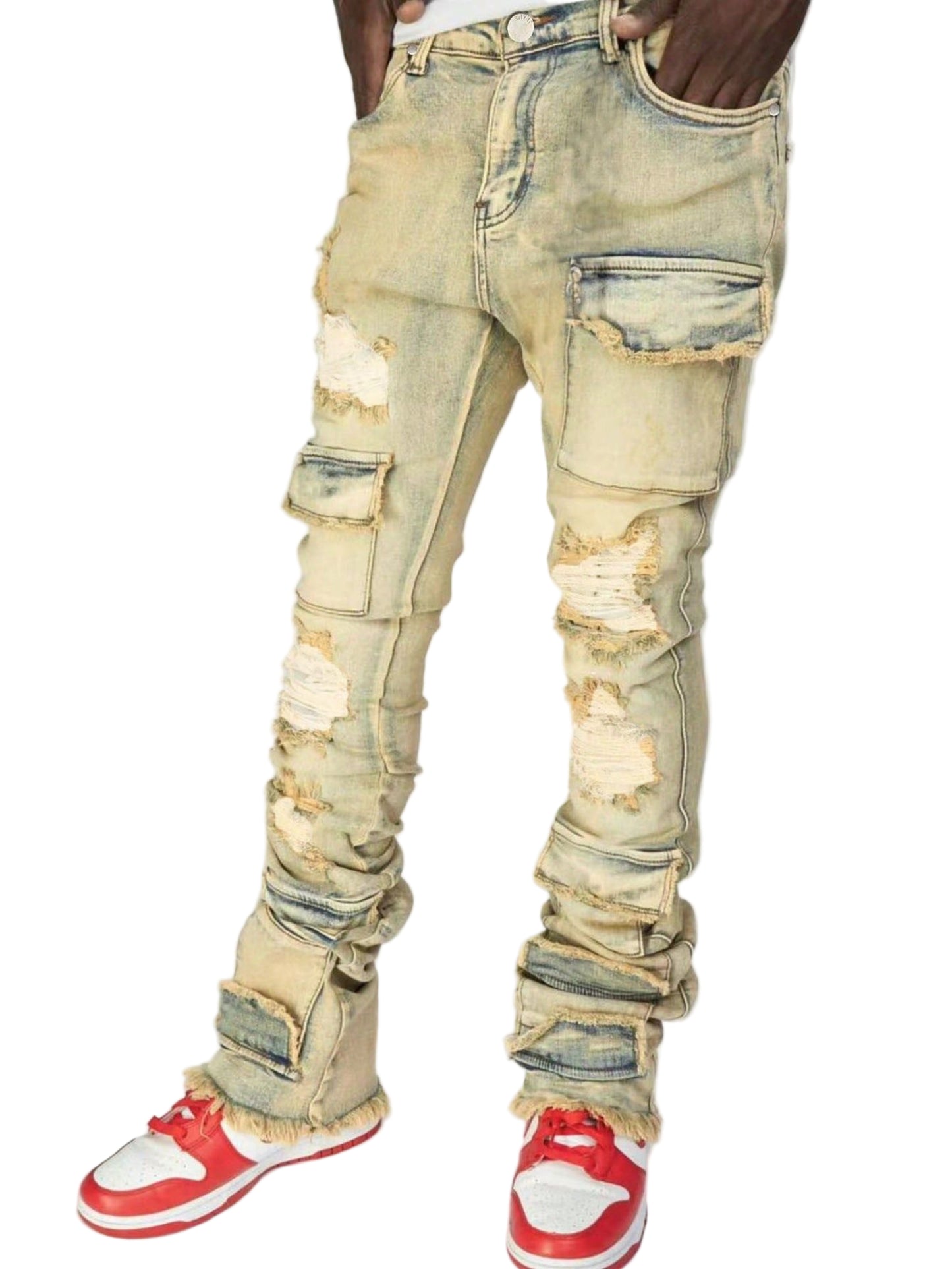 Stacked Denim Cargo Jeans