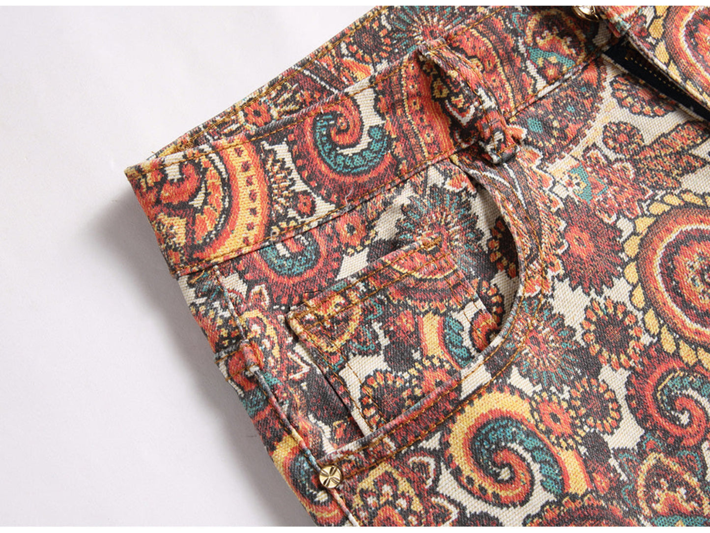 Lux Paisley Denim Cargos