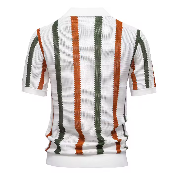 Ribbed Knit Polo Shirt