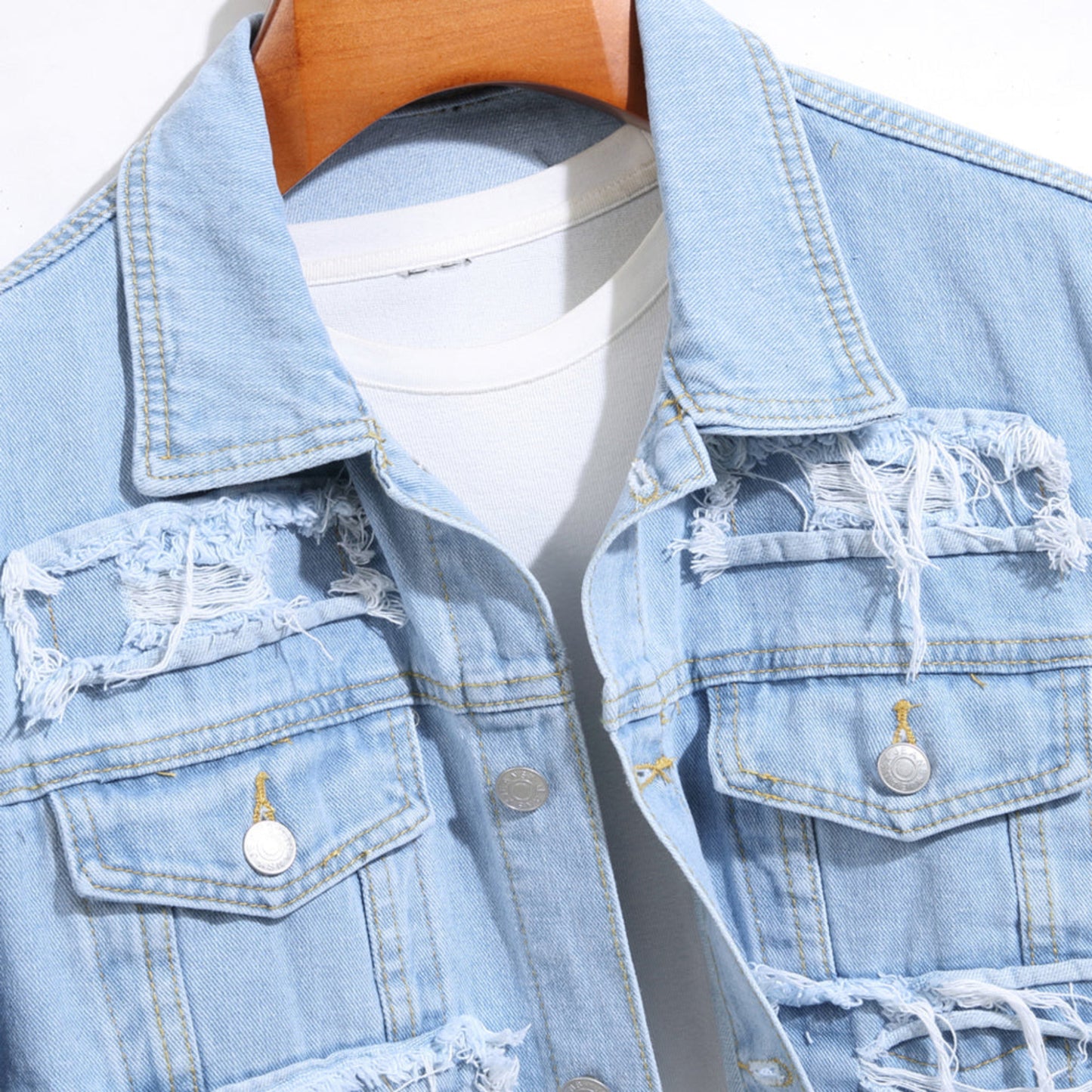 Distressed Denim Fashion Jacket