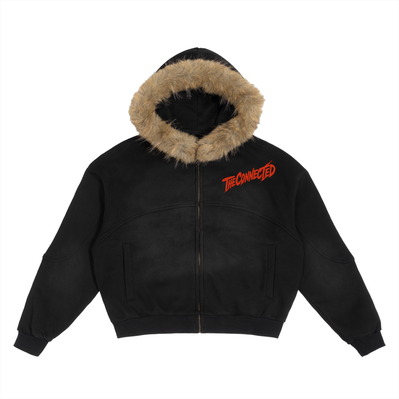 Medusa Sun Fade Boxy Detachable Fur Hoodie