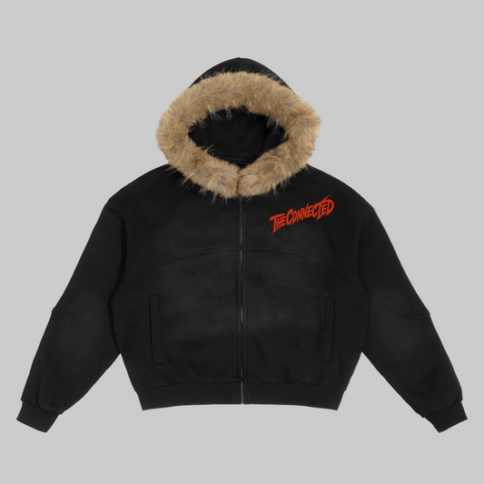 Medusa Sun Fade Boxy Detachable Fur Hoodie