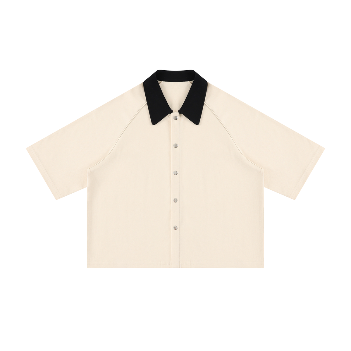Collard Short Sleeve Boxy Button Up Shirt