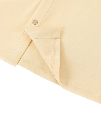Collard Short Sleeve Boxy Button Up Shirt