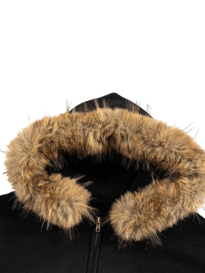 Sun Fade Boxy Detachable Faux Fur Hoodie
