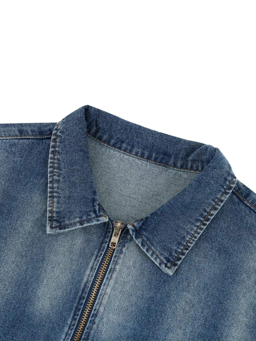 Vintage Washed Denim Collar Short Sleeve Shirt