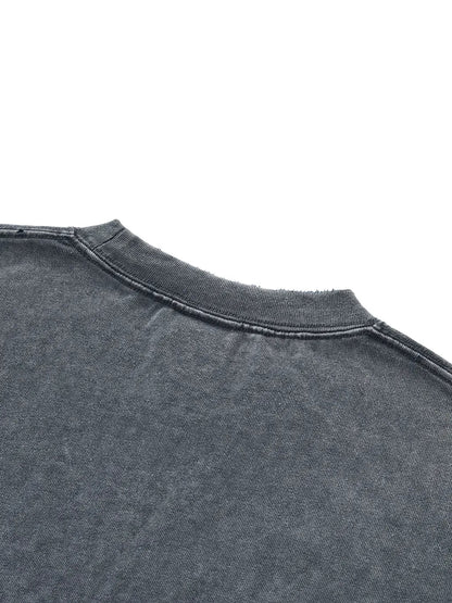 Snow Washed Raw-Hem Boxy T-shirt