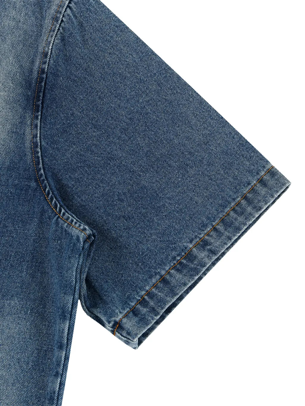 Vintage Washed Denim Collar Short Sleeve Shirt