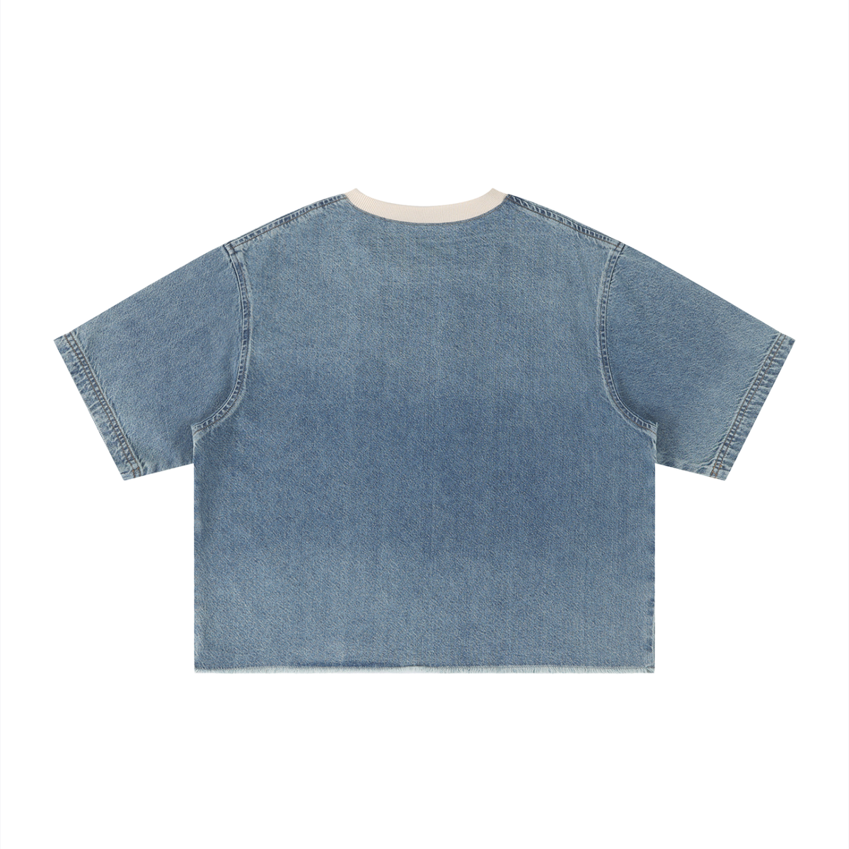 Vintage Wash Boxy Raw Hem Denim T-Shirt