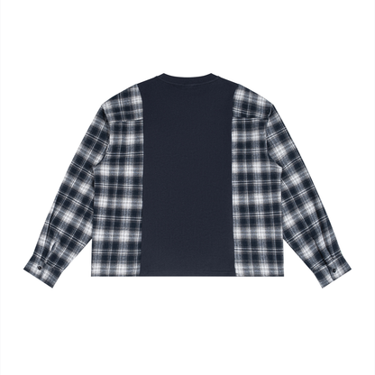 Plaid Panel Long Sleeve T-Shirt