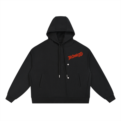 Boxy Button Placket Hoodie