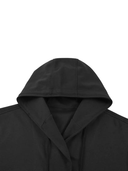 Boxy Button Placket Hoodie
