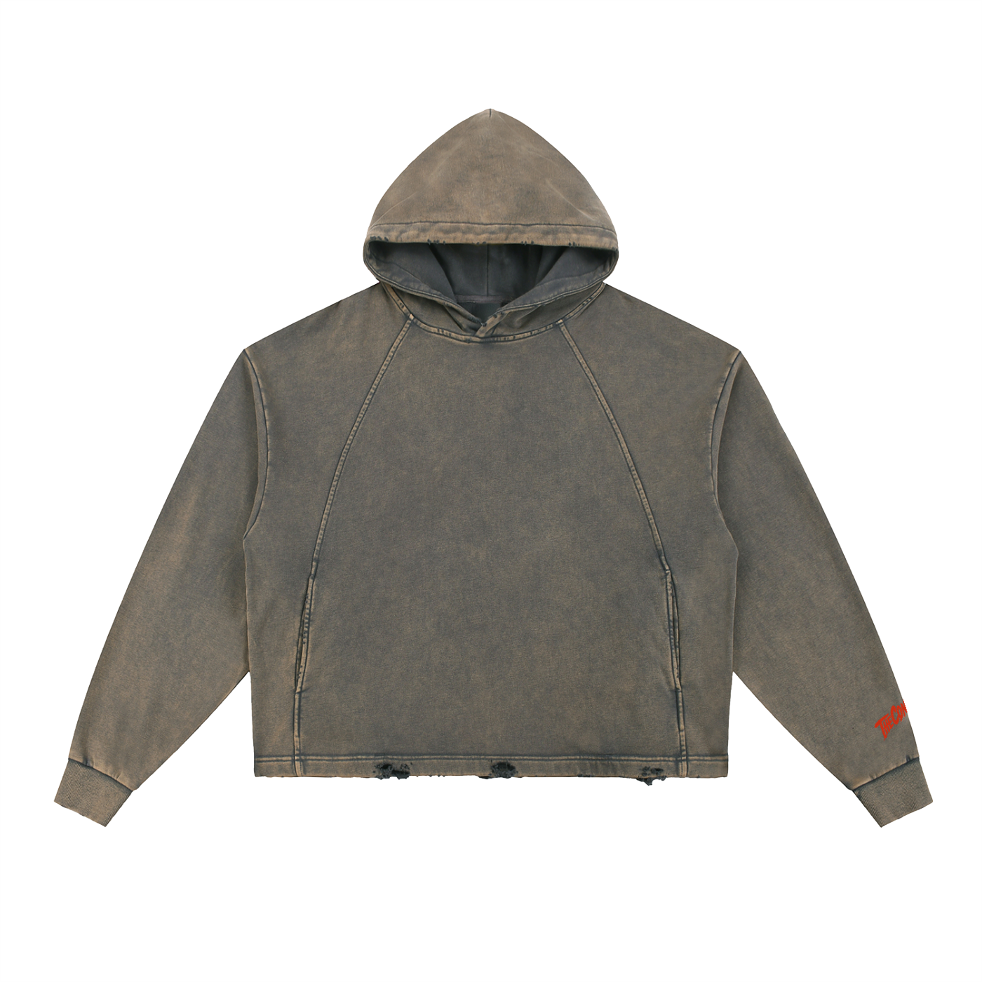 Vintage Washed Distressed-Hem Hoodie