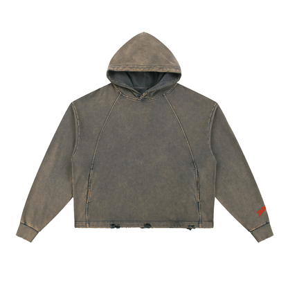 Vintage Washed Distressed-Hem Hoodie