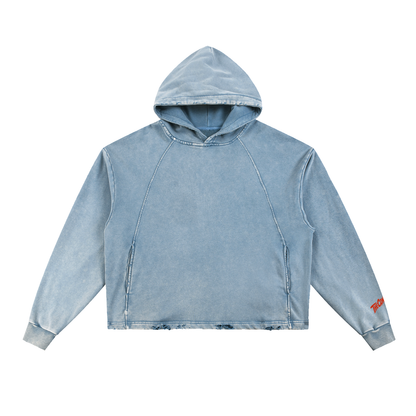 Vintage Washed Distressed-Hem Hoodie