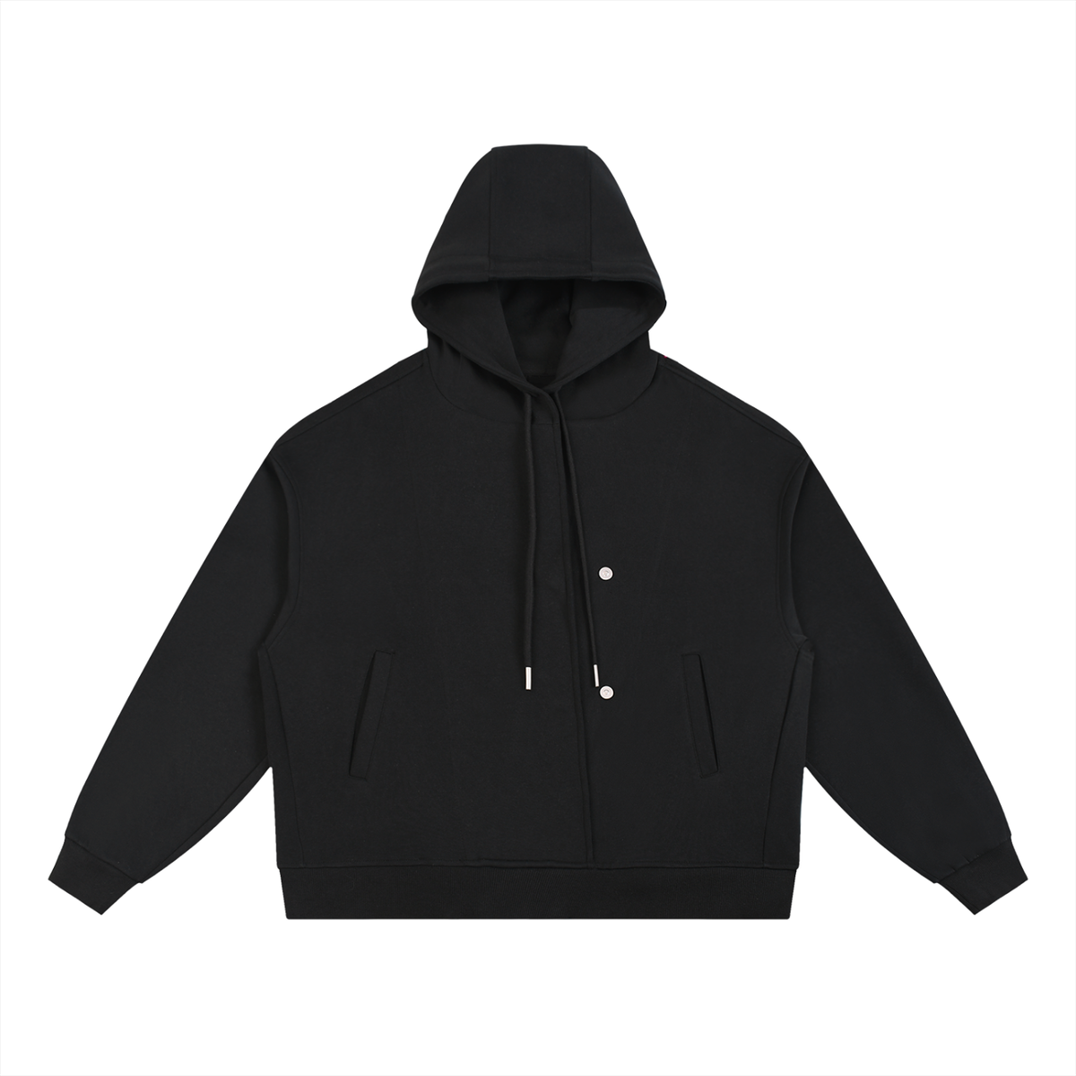 Boxy Button Placket Hoodie
