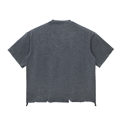 Snow Washed Raw-Hem Boxy T-shirt