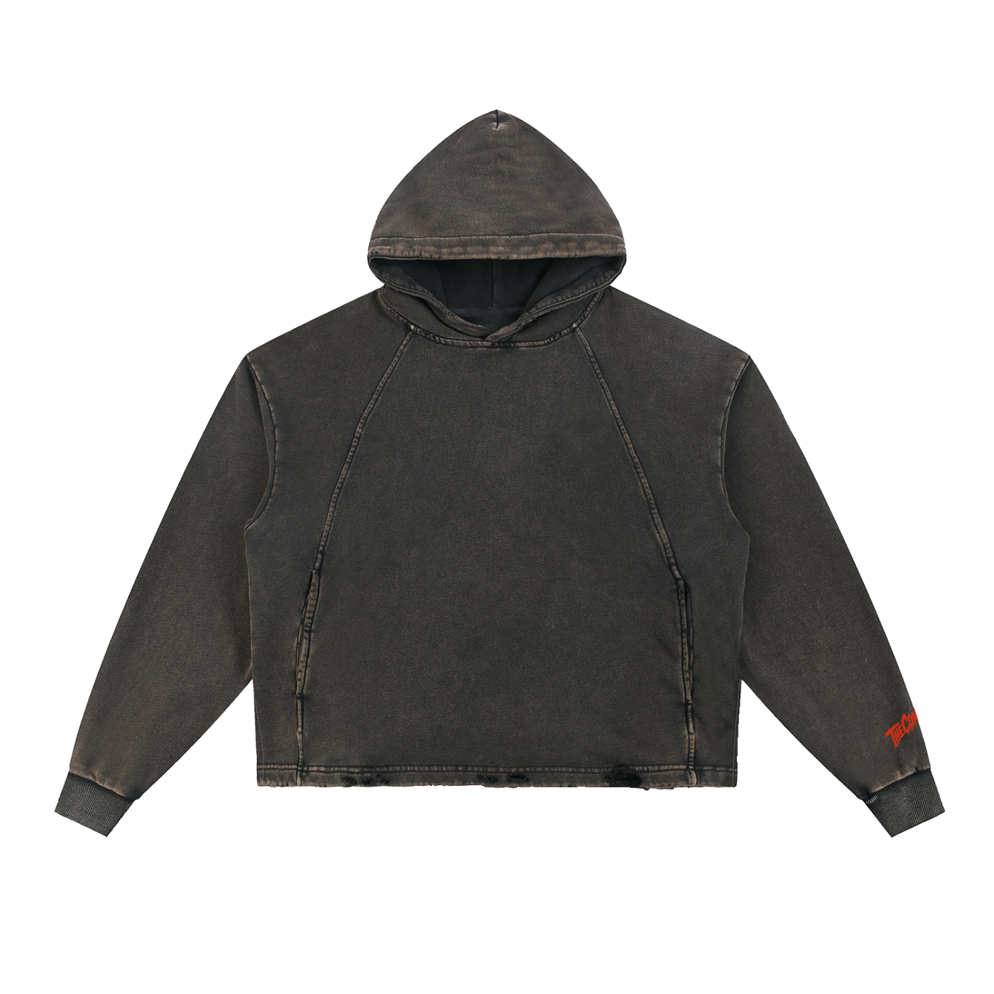 Vintage Washed Distressed-Hem Hoodie