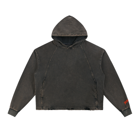 Vintage Washed Distressed-Hem Hoodie