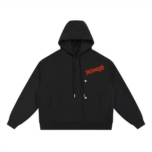 Boxy Button Placket Hoodie