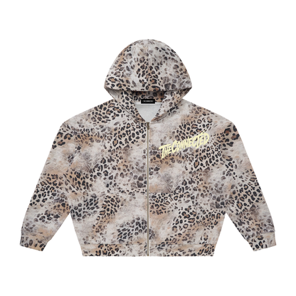 Vintage Wash Leopard Full Zip Hoodie