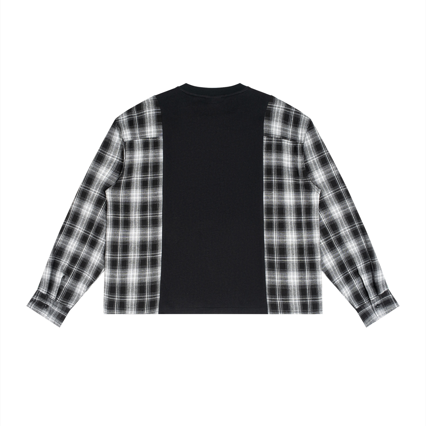 Plaid Panel Long Sleeve T-Shirt