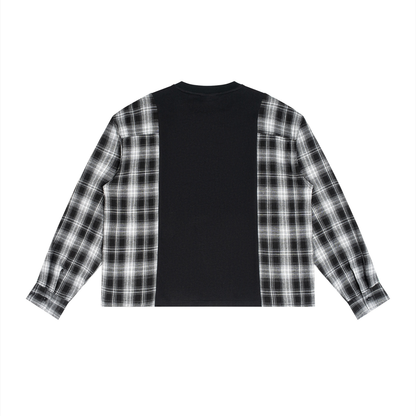 Plaid Panel Long Sleeve T-Shirt