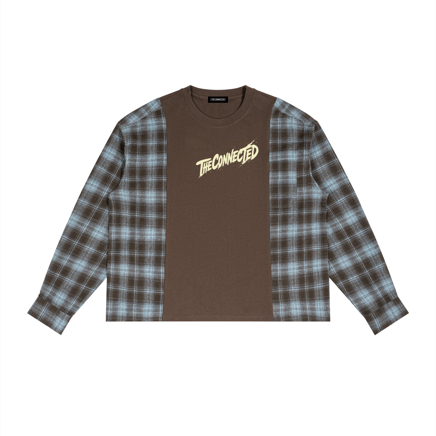 Plaid Panel Long Sleeve T-Shirt