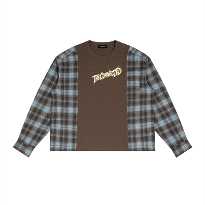 Plaid Panel Long Sleeve T-Shirt