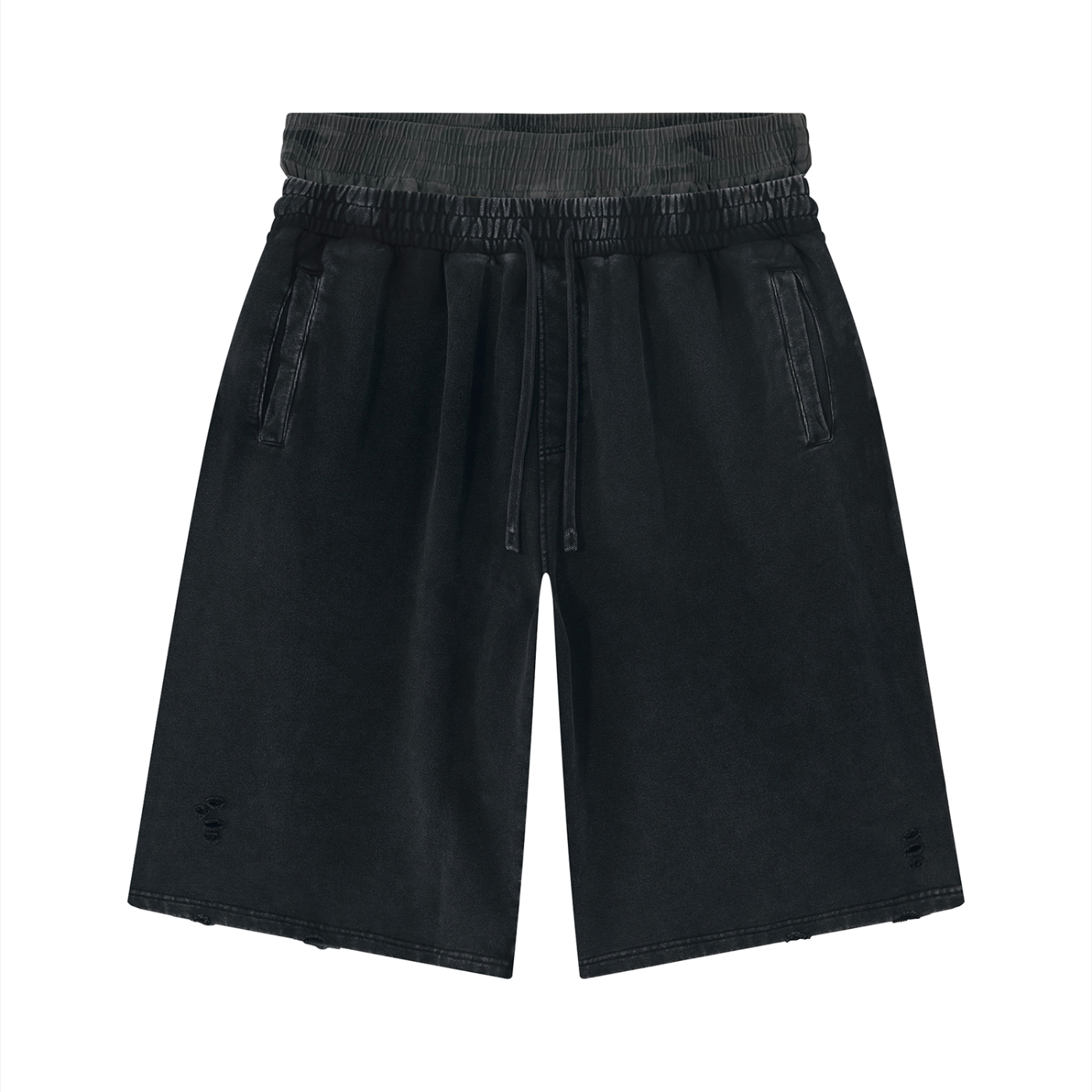 Vintage Washed Double Waist Diststressed Shorts
