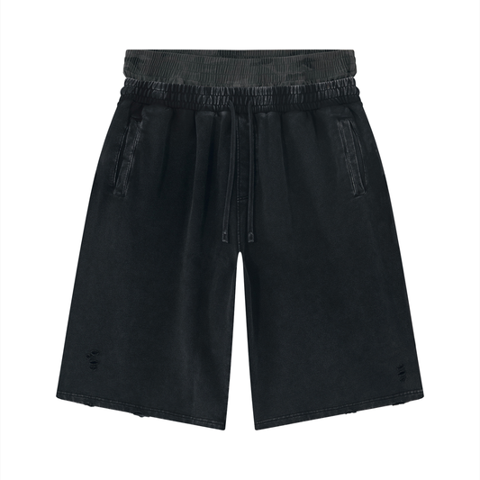 Vintage Washed Double Waist Diststressed Shorts