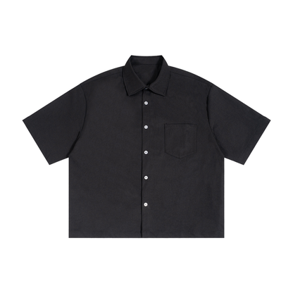 Boxy Heavyweight Short Sleeve Collard Button Up