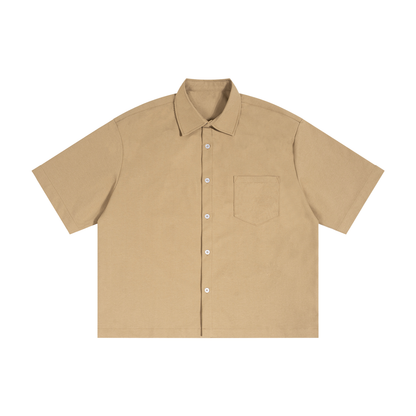 Boxy Heavyweight Short Sleeve Collard Button Up