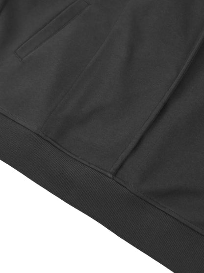 Boxy Button Placket Hoodie