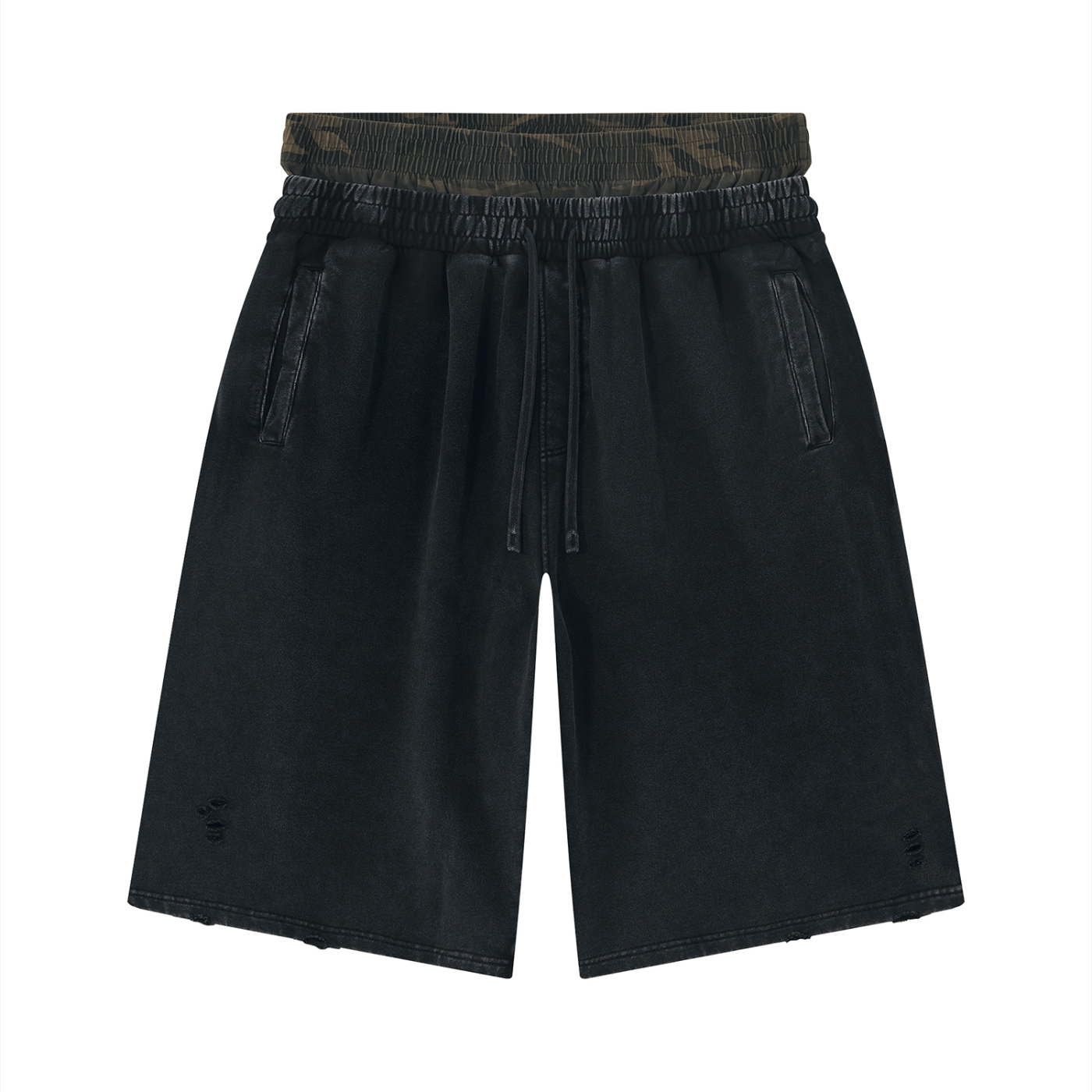 Vintage Washed Double Waist Diststressed Shorts