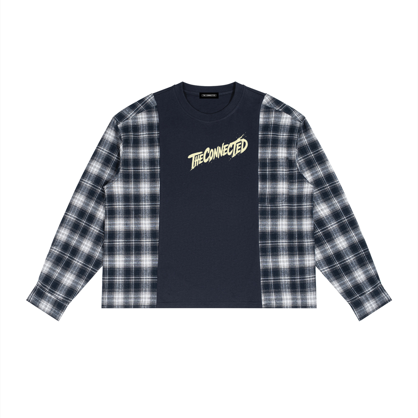 Plaid Panel Long Sleeve T-Shirt