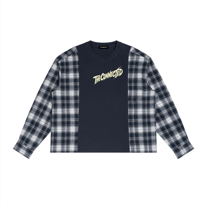 Plaid Panel Long Sleeve T-Shirt